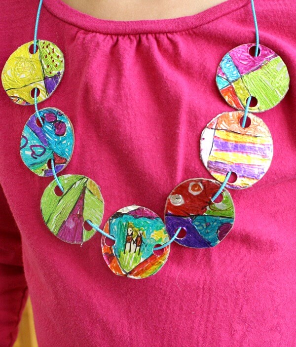 Colourful Upcycled Necklace Craft For Kids