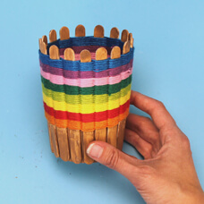 Colourful Woven Basket Craft Idea For Kids DIY Popsicle Stick Basket Crafts