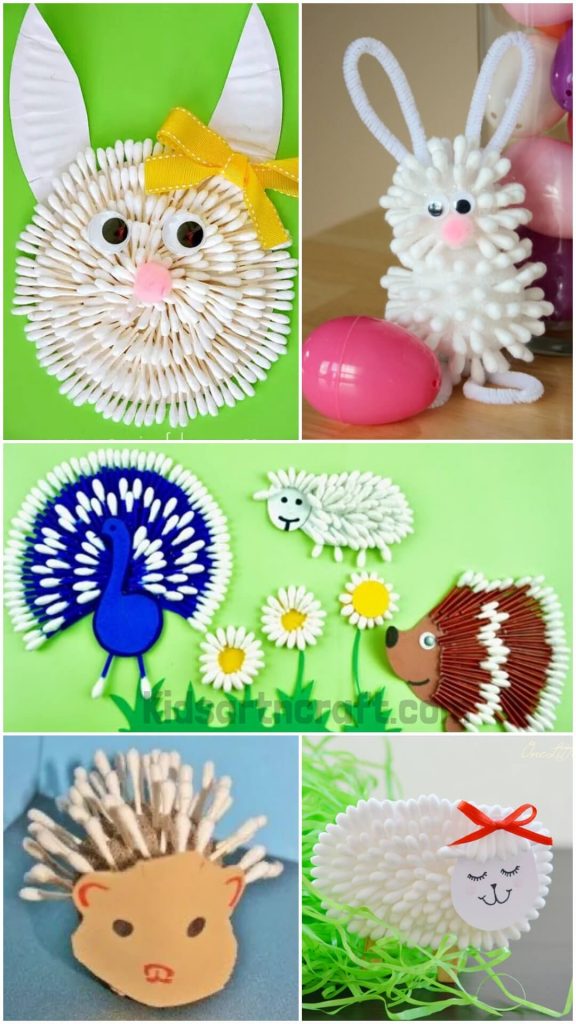 Cotton Bud Animal Crafts for Kids Kids Art & Craft