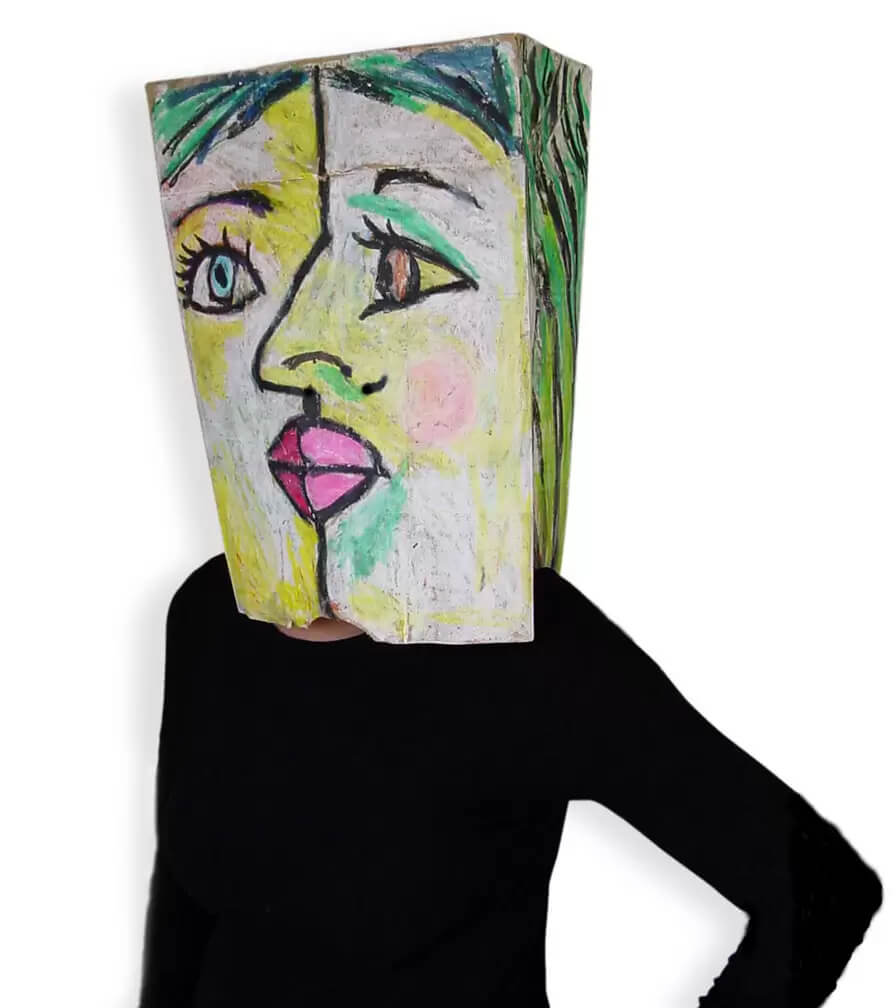 Creative Paper Bag Mask Painted With Oil Pastel Oil pastel art projects for school 