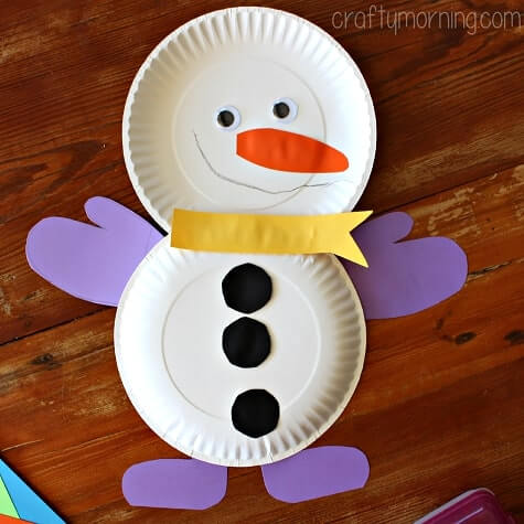 Cute & Simple Paper Plate Snowman Craft For Kindergartners