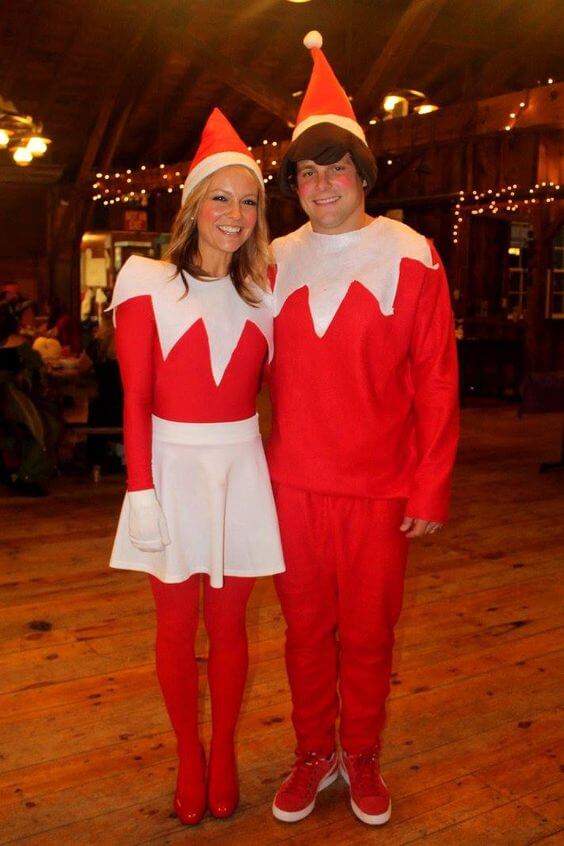 Cute Elf Red Costume For Christmas Eve Christmas Outfits For Couples