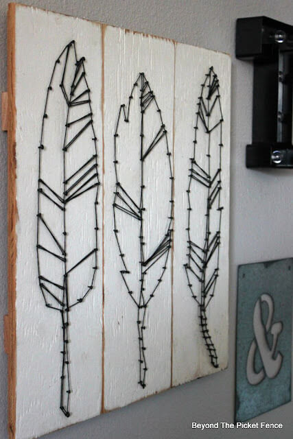 Cute Feather String Art Made For Room Decor Ways to display feathers