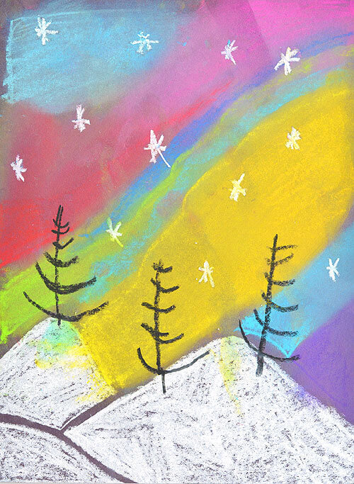 Cute Northern Lights Chalk Art Activity Using Construction Paper Easy Chalk Drawings on Paper