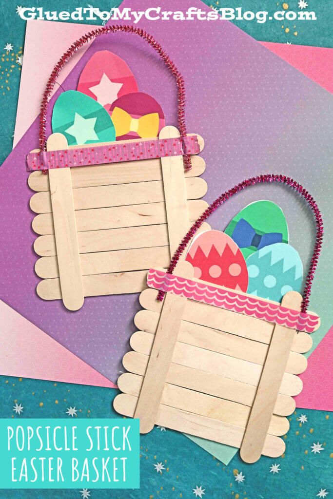 Cute Popsicle Stick Easter Egg Basket Craft Idea For Kids DIY Popsicle Stick Basket Crafts
