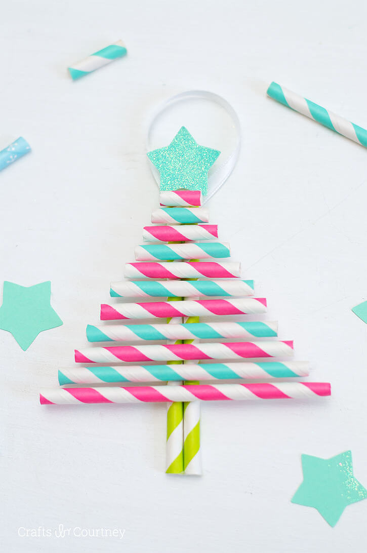 Decorative Paper Straw Christmas Tree Ornaments For Preschoolers