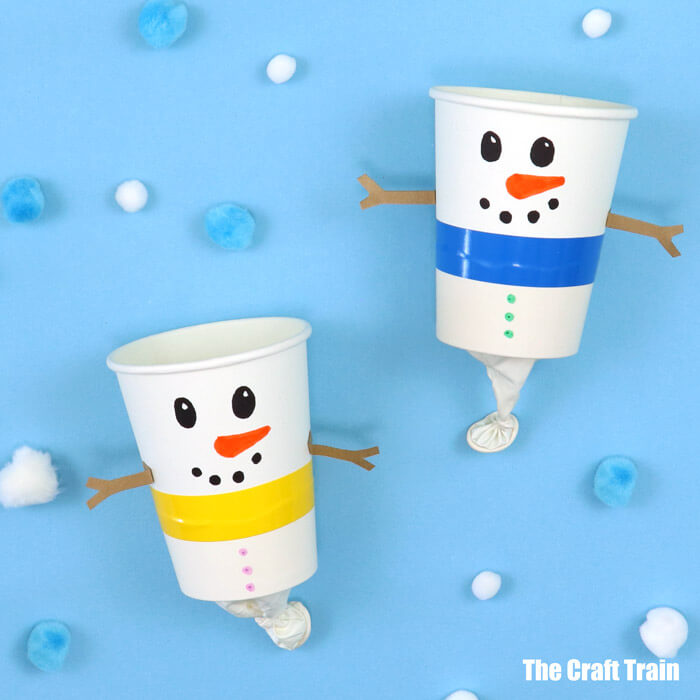 DIY & Fun Pom Pom Popper Snowman Craft Activity