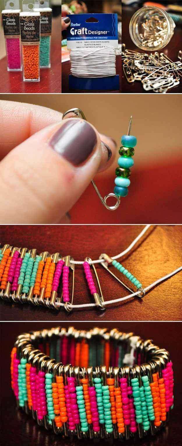 DIY Bracelet Craft Project Using Safety Pins
