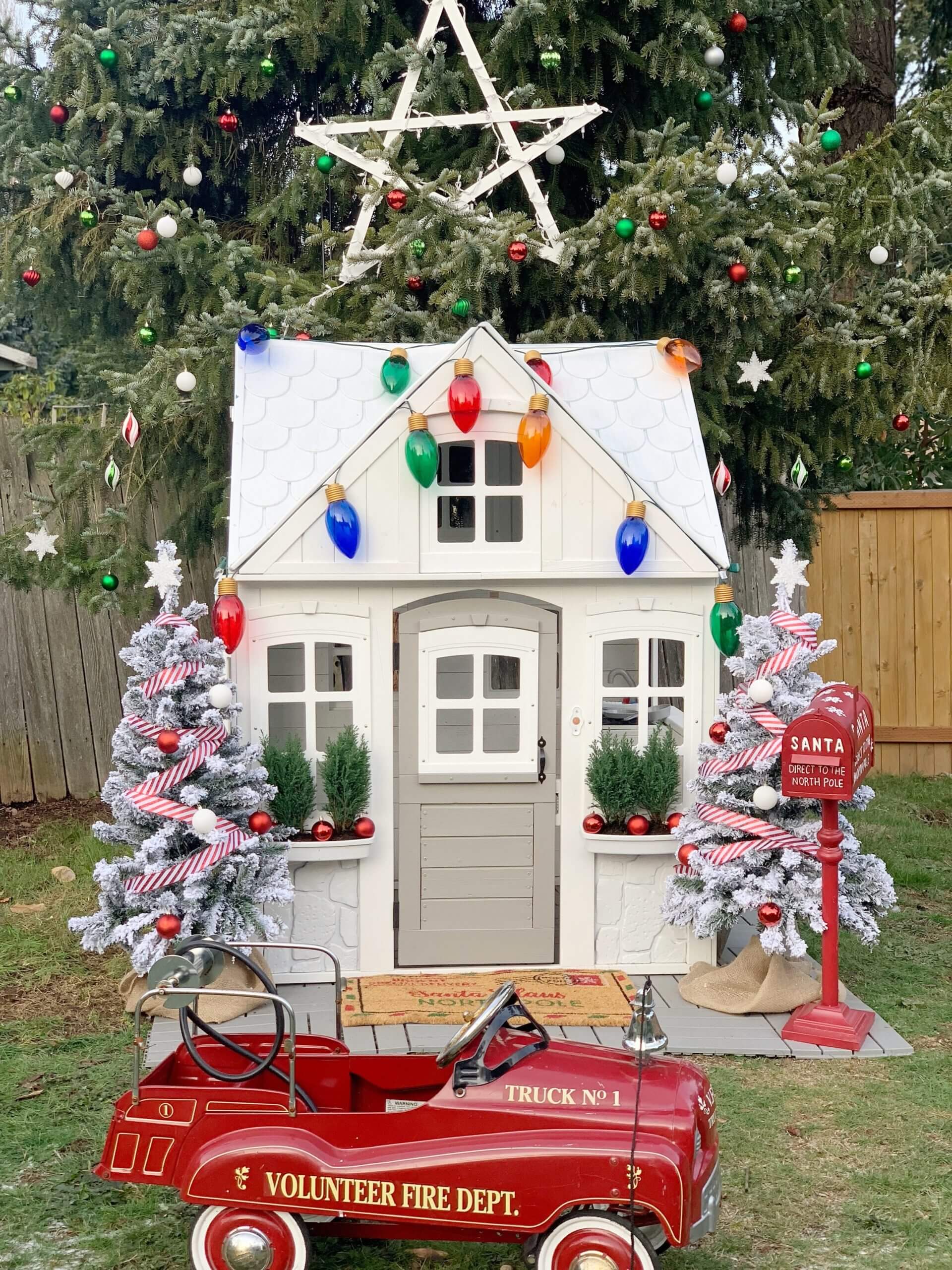 DIY Christmas Tree And Playhouse Decorating Craft For Kids Wood Christmas Crafts for Outdoor 