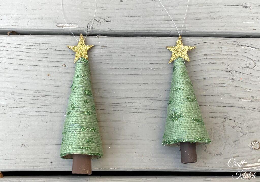 DIY Christmas Tree Ornament Craft Using Toilet Paper Roll
