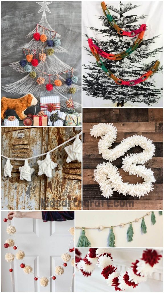 DIY Christmas Yarn Garland Ideas Kids Art & Craft