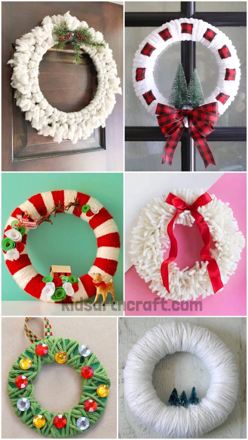 DIY Christmas Yarn Wreath Ideas Kids Art & Craft