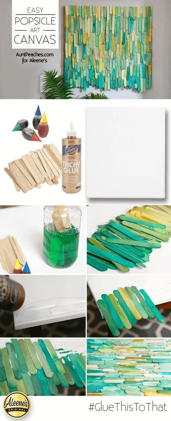 DIY Colorful Wall Art With Popsicle Stick