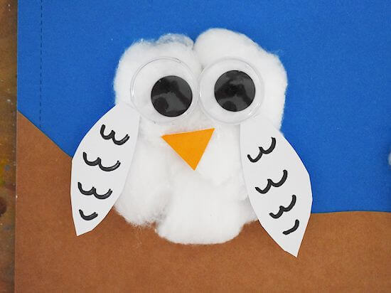 Cotton Balls Snowy Winter Owl Craft For Kids