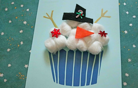 DIY Cotton Ball Snowman Cupcake Craft Tutorial