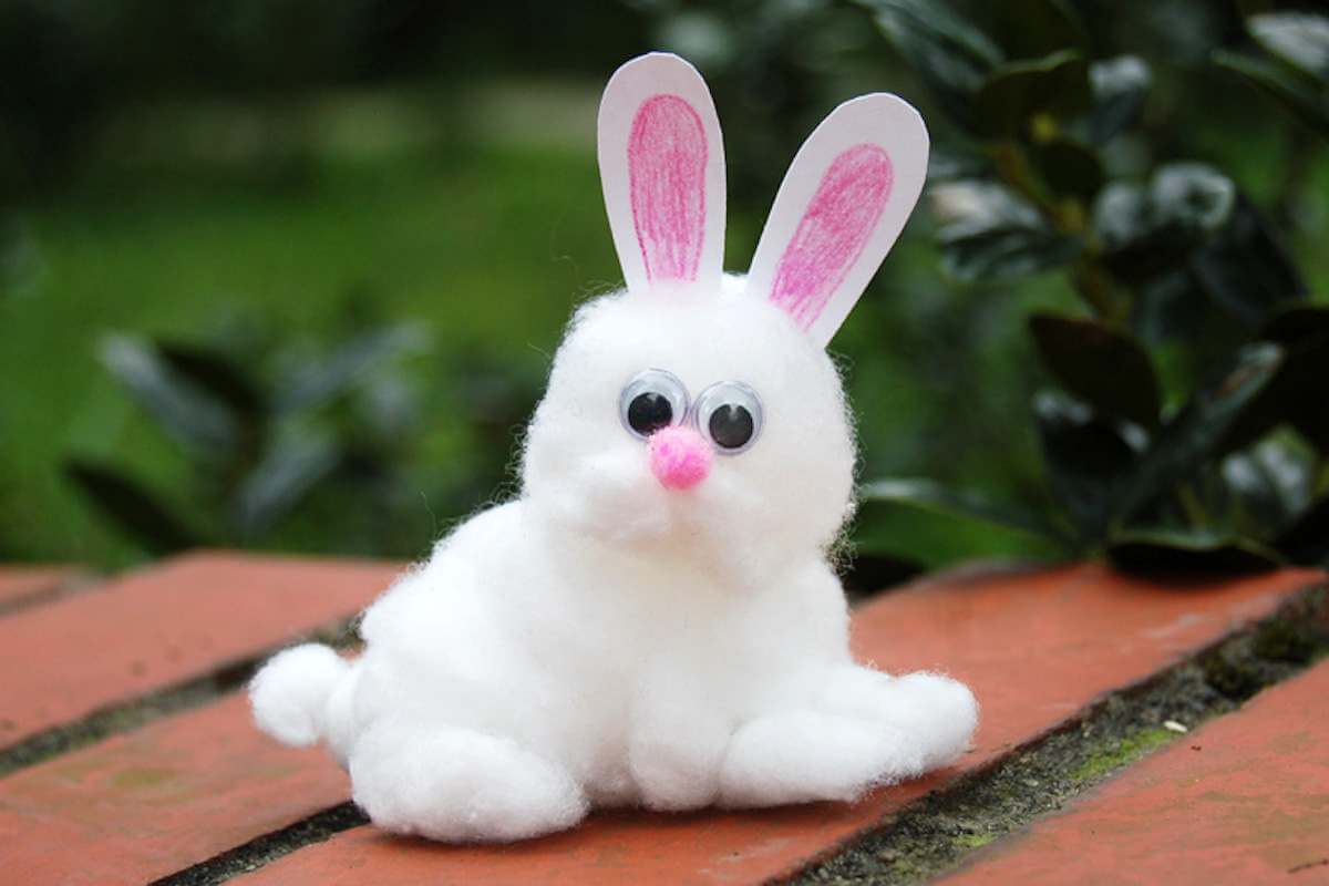DIY Cute Bunny Craft With Cotton Ball