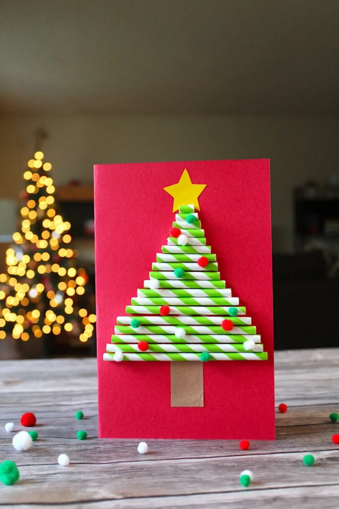 Lovely Paper Straws Christmas Tree Craft Idea