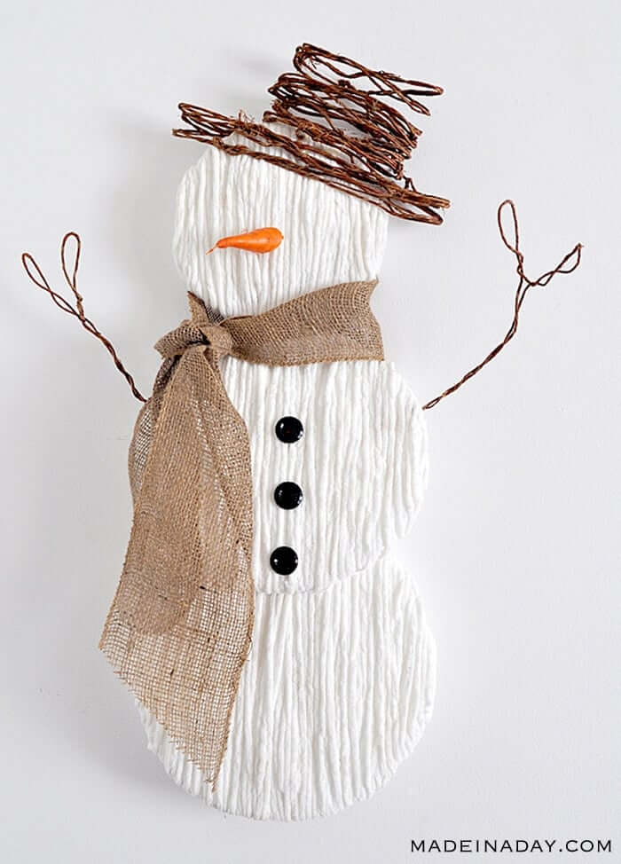 DIY Door Hanger Snowman Craft Using Yarn