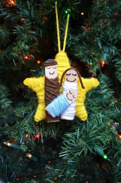 DIY Nativity Ornament Craft Made With Yarn Easy Christmas Craft Ideas For Family