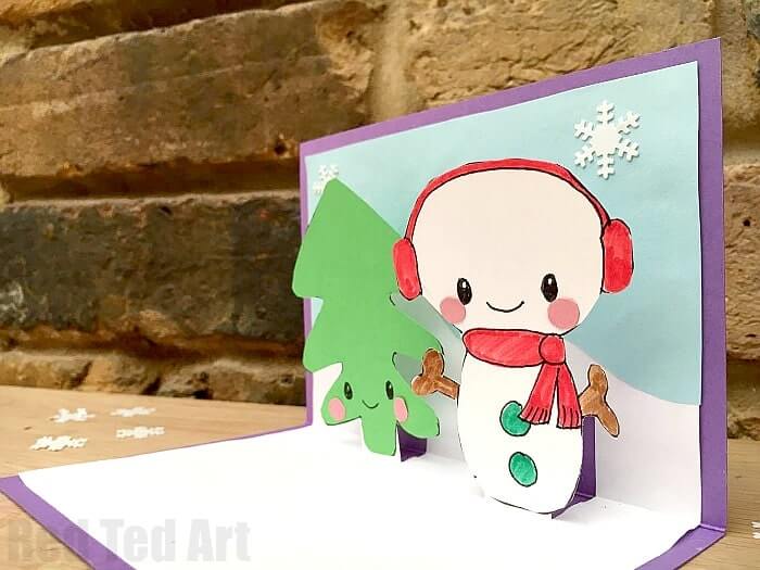 DIY & Easy Pop-up Card Snowman Craft Ideas For Christmas