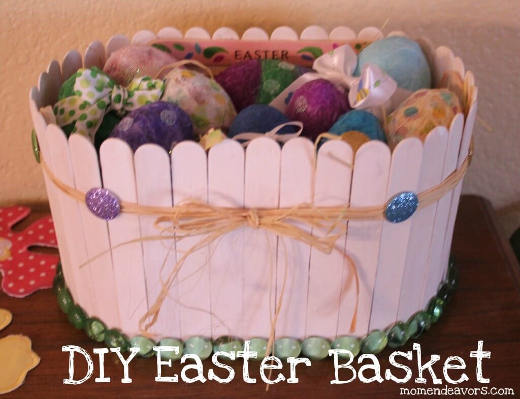 DIY Popsicle Sticks Easter Basket Craft For Kids