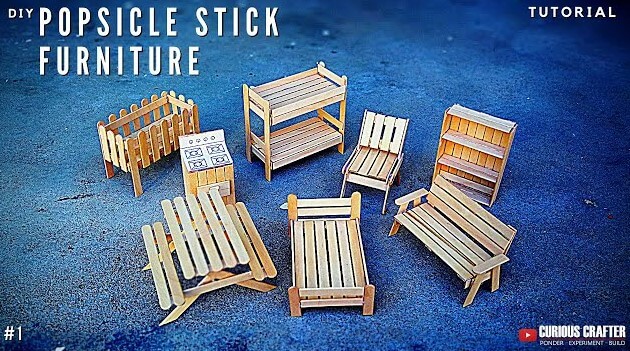 DIY popsicle sticks furniture craft for kids Popsicle Stick Furniture Craft Tutorial