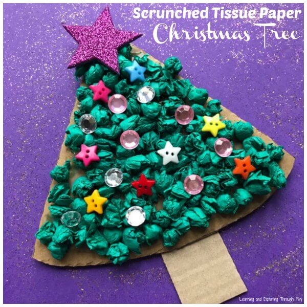  DIY Scrunched Tissue Paper Craft For Christmas Tree DIY Tissue Paper Christmas Tree Craft For Kids