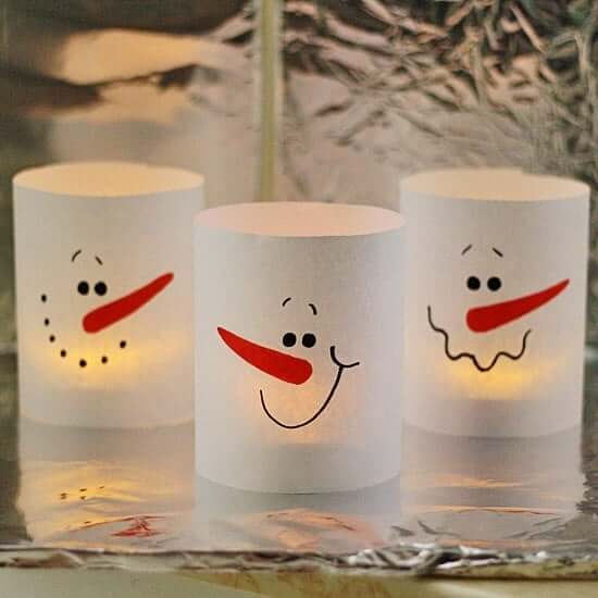 DIY Snowman Luminaries Paper Craft In 3 Minutes Simple Snowman Crafts For Kids