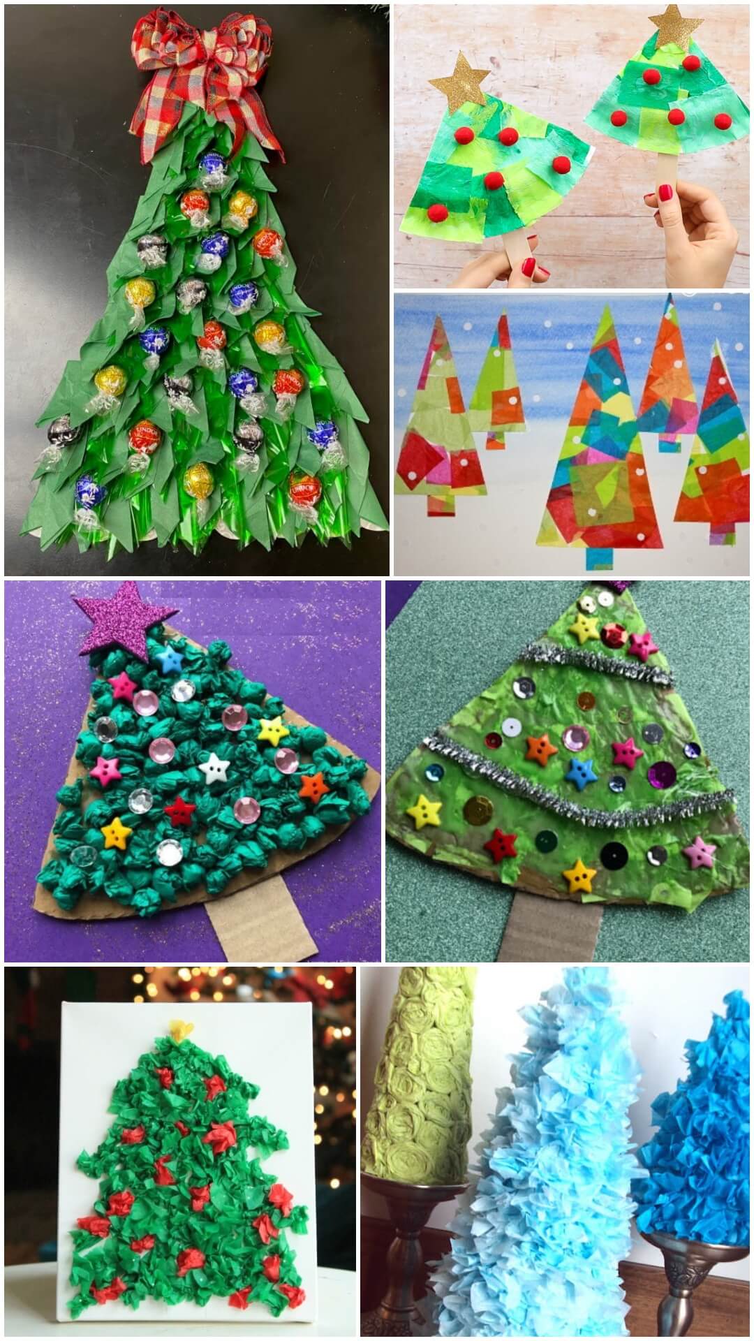 DIY Tissue Paper Christmas Tree Craft For Kids