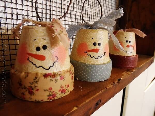 DIY Vintage Clay Pot Ornaments Craft Idea For Christmas