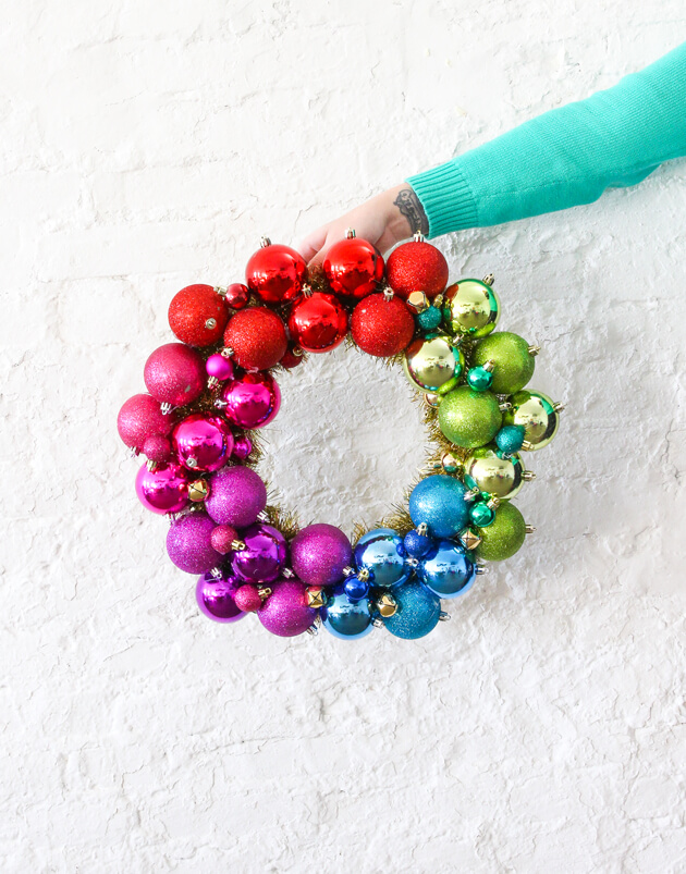 DIY Wreath Craft Made With Ball Ornaments