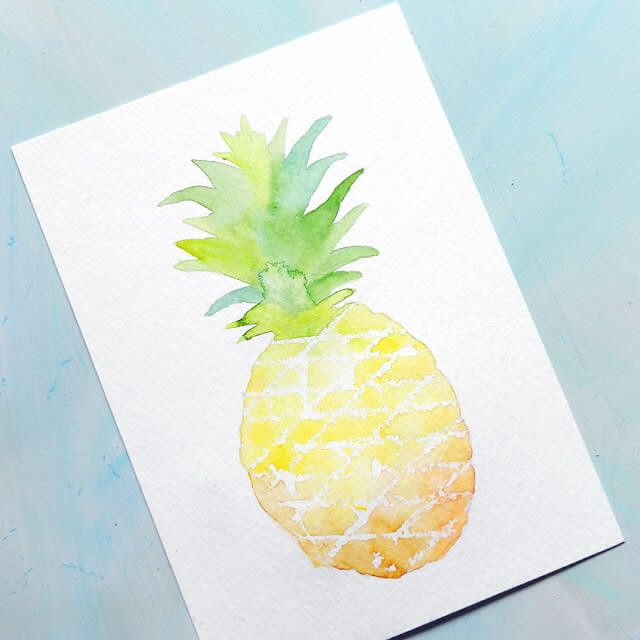Easy & Adorable Watercolor Pineapple Drawing Idea For Beginners Simple Watercolor Painting Ideas for Beginners 