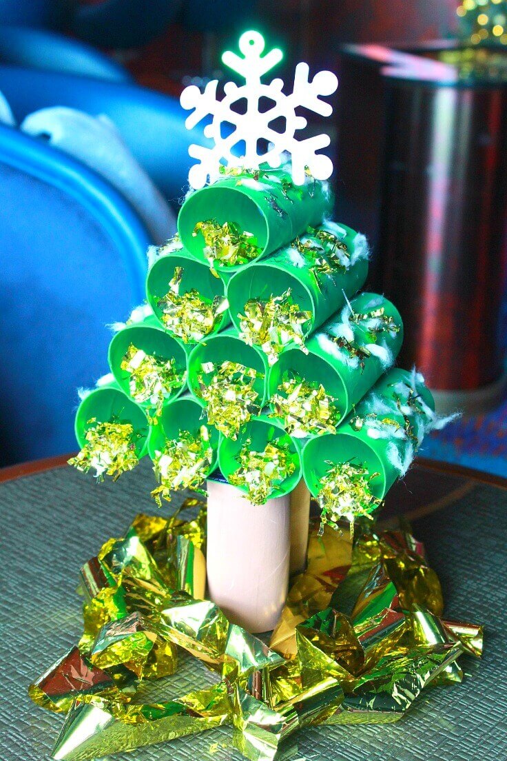 Easy & Cheap Recycled Toilet Paper Roll Christmas Tree Decoration Craft Activity Ideas At Home