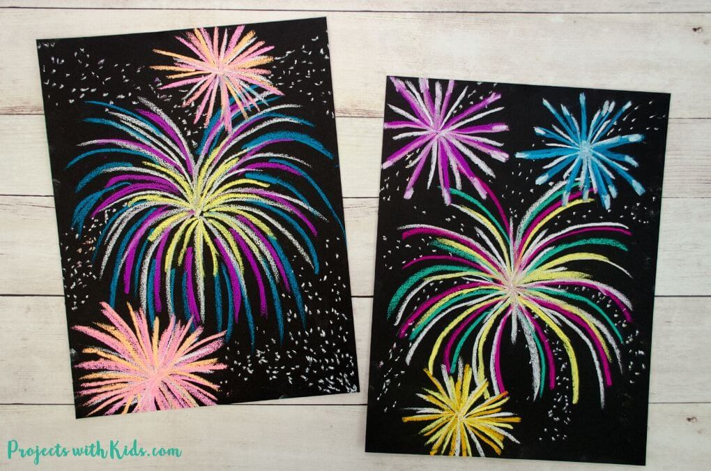 Easy & Fun Fireworks Drawing Art Project For Kids Easy Chalk Drawings on Paper