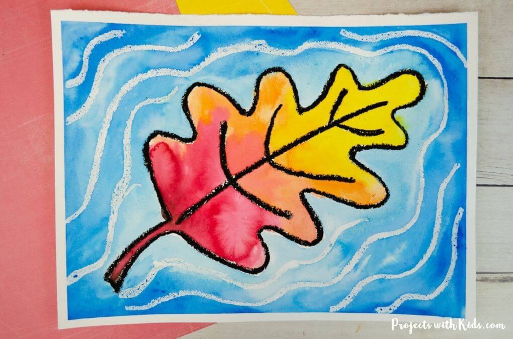 Easy & Simple Leaf Art Painting Idea With Water ColorsWatercolor Resist Art Ideas