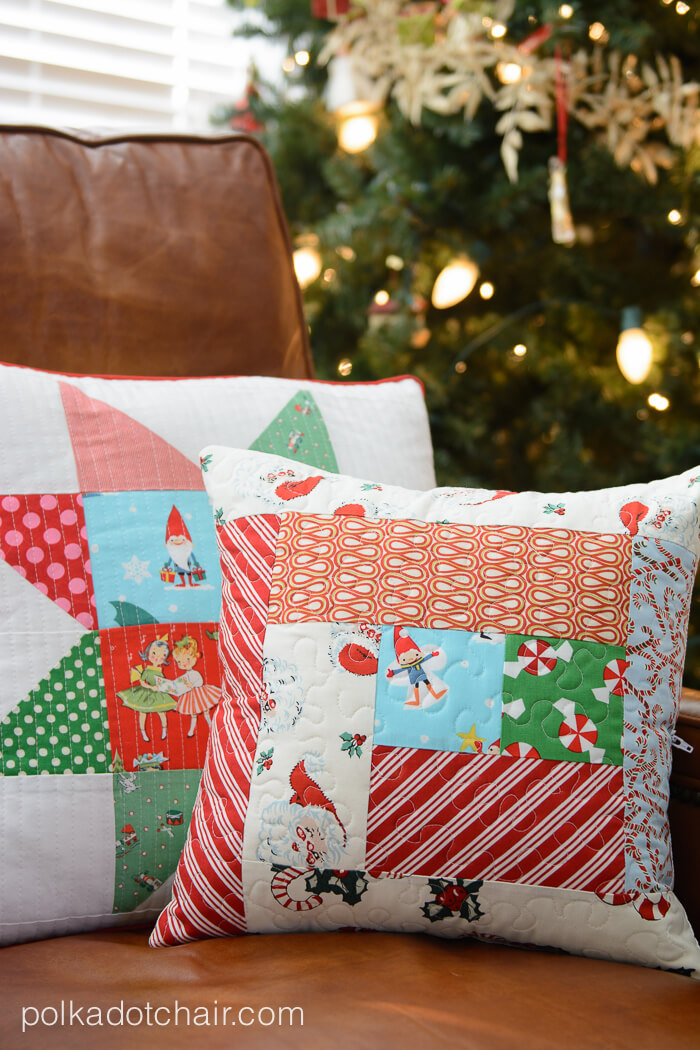 Easy & Simple Log Cabin Quilted Pillow Craft For Christmas