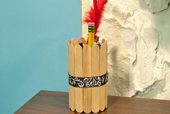 Easy & Simple Popsicle Stick Pencil Holder Easy Popsicle Sticks Pencil Crafts Idea For Kids