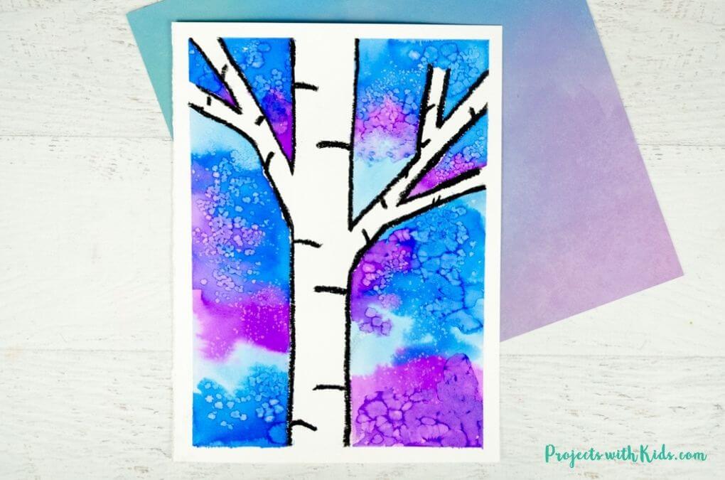 Easy & Simple Watercolor Birch Tree Art Idea Idea For KidsSimple Watercolor Art Projects for School Kids 