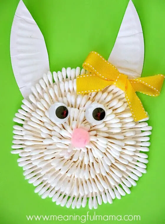 Easy Bunny Cotton Bud Craft for Toddler