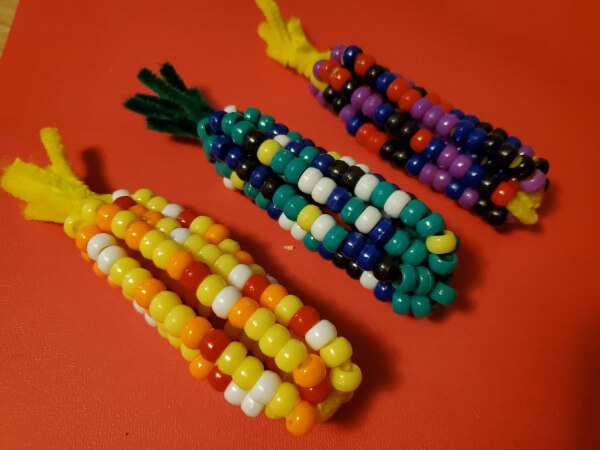 Easy Corn Craft Using Pony Bead For Preschoolers