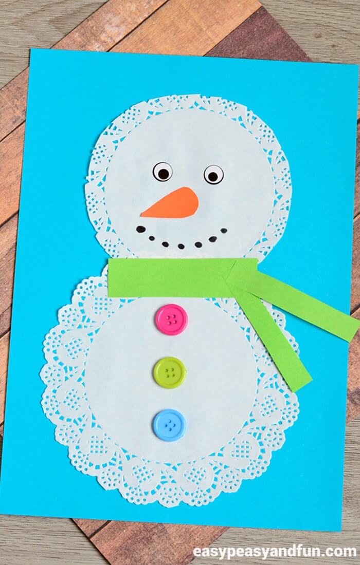 Easy Doily Snowman Craft Idea For Preschoolers Winter Crafts and Activities for Preschool 