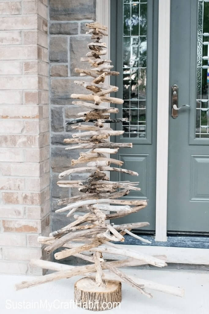 Easy Dry Wood Christmas Tree Craft For Preschoolers
