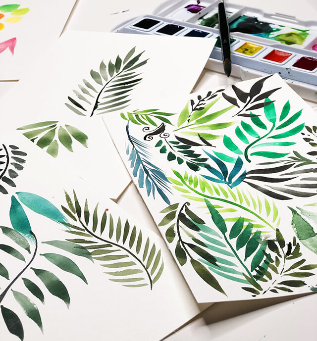 Easy-Peasy Watercolor Leaf Art Idea Watercolor Paintings to Copy 