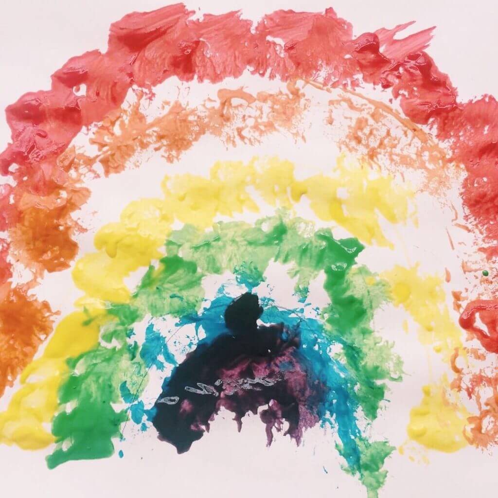 Easy-Peasy Watercolor Rainbow Painting Idea For Toddlers Using Watercolor painting for toddlers Cotton Balls