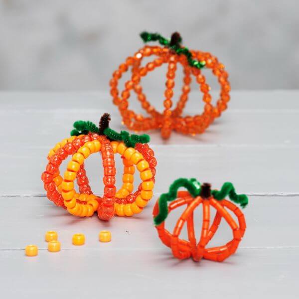 Easy Pipe Cleaners Pumpkin Craft Using Perler Beads
