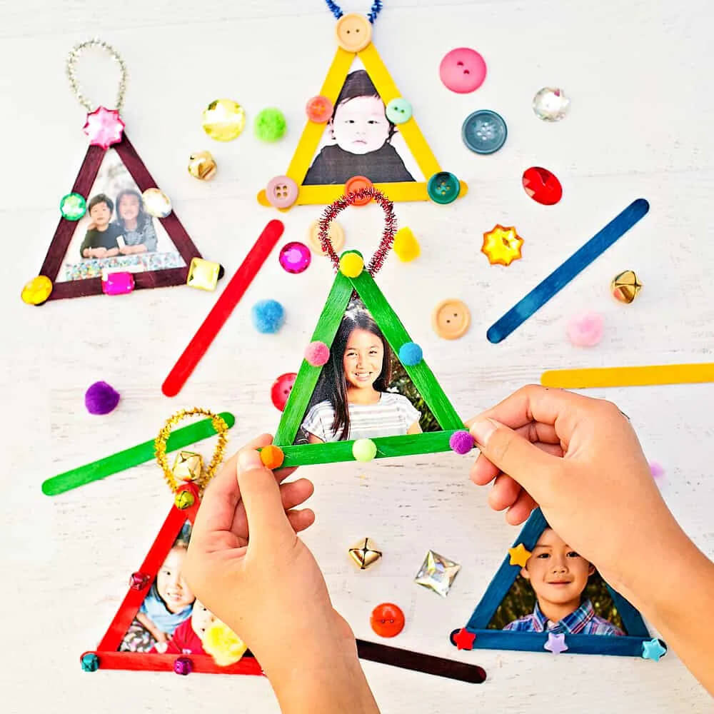 Easy Popsicle Stick Ornaments Craft For Christmas Tree DIY Christmas Ornaments Crafts With Photos