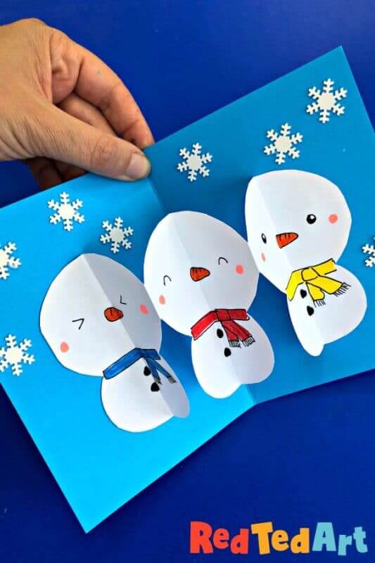 Easy Snowman Pop-Up Card Craft Idea Using Paper