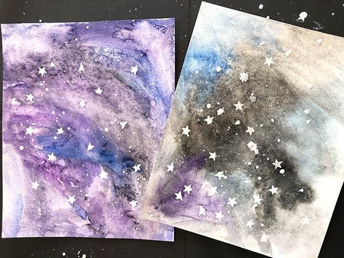 Easy Space Art Idea For Kids With Watercolor