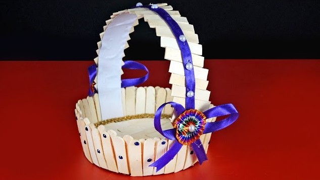Easy To Make Popsicle Stick Basket Craft