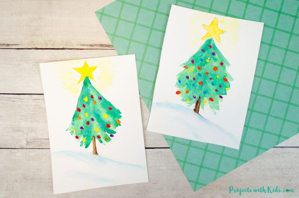 Easy Watercolor Christmas Tree Art Project For Preschoolers